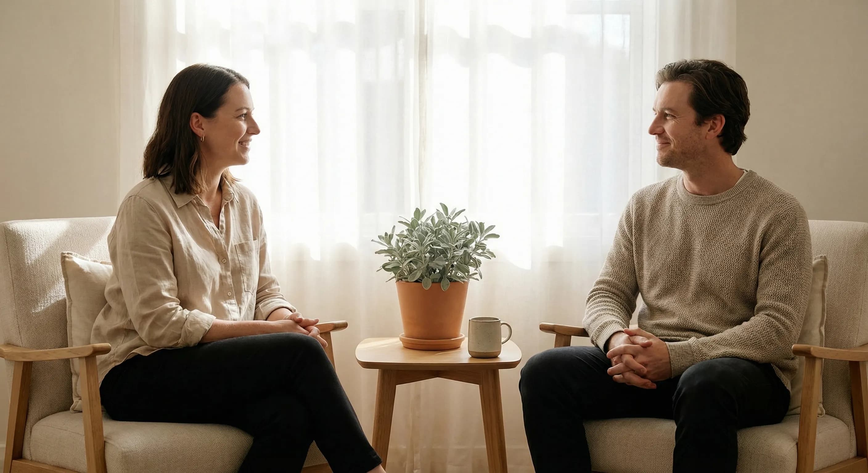Practitioner offering calm, attentive care