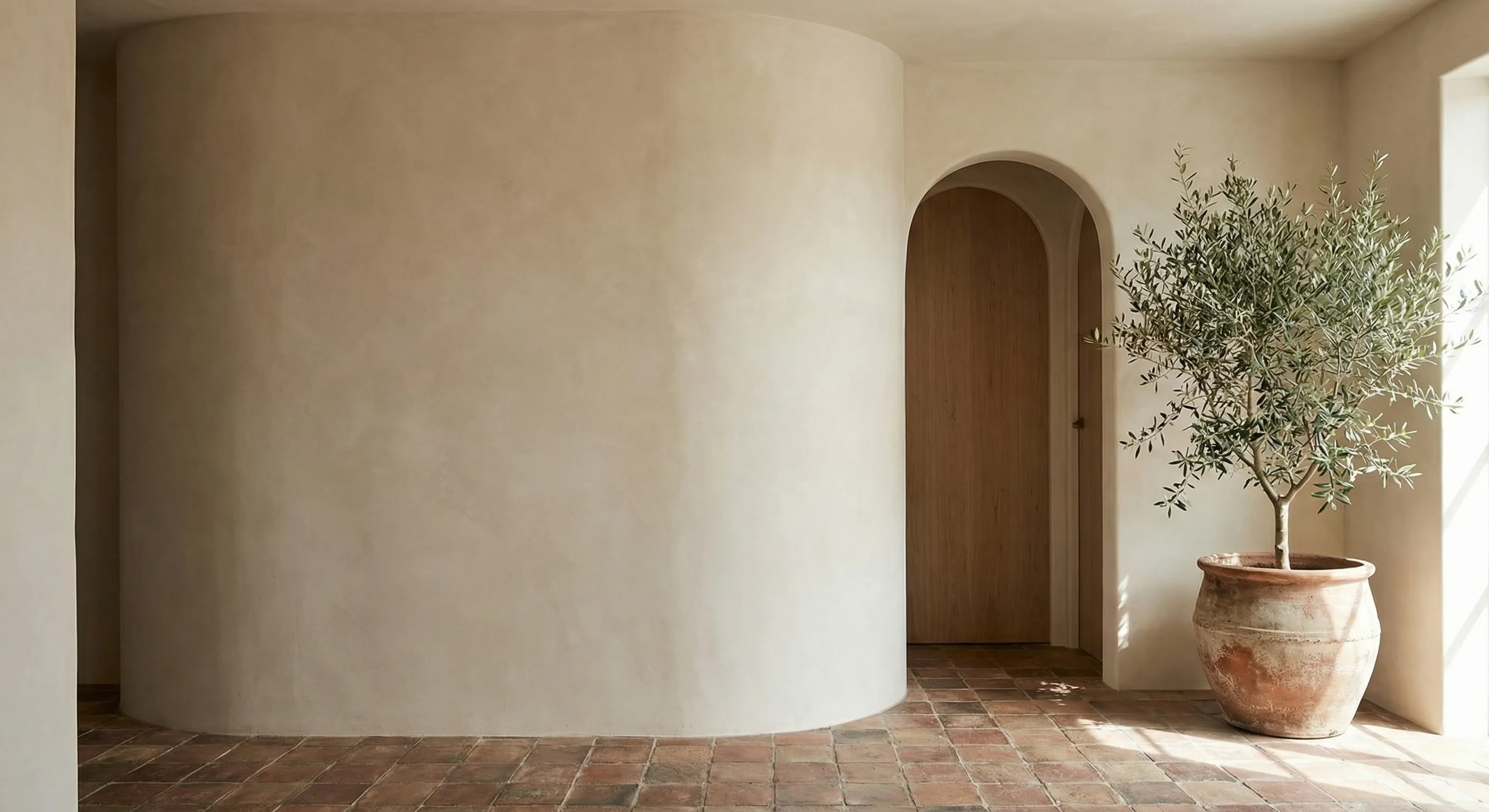 Curved arch and terracotta floor